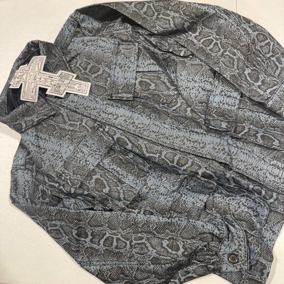 NEW SEVENTH HEAVEN BLUE SNAKE CROSS JACKET SZ MEDIUM - Picture 3 of 7